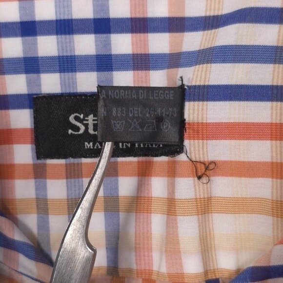 St. Croix ITALY🇮🇹MADE Men's Shirt Plaid Check Size XXL Orange Blue Cotton - Picture 9 of 9